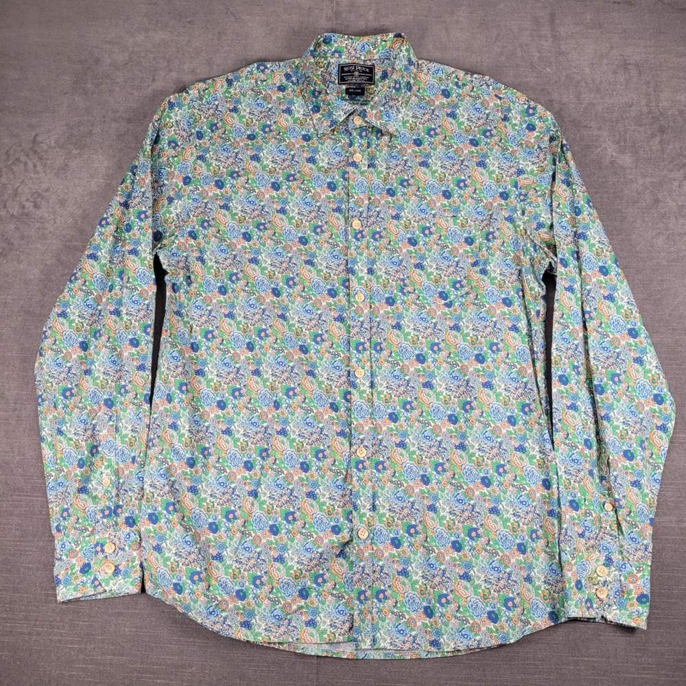 Rose Pistol Floral Button Up Long Sleeve‎ Casual Shirt Mens Preppy Large